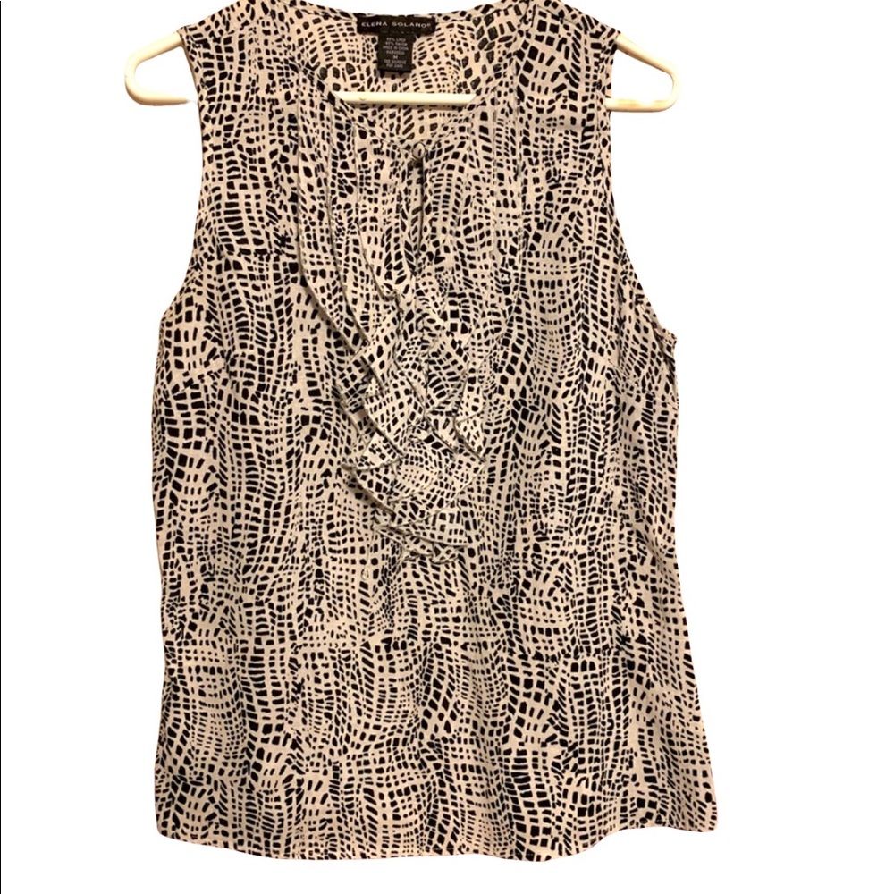Elena Solano Ruffle Linen Business Blouse M